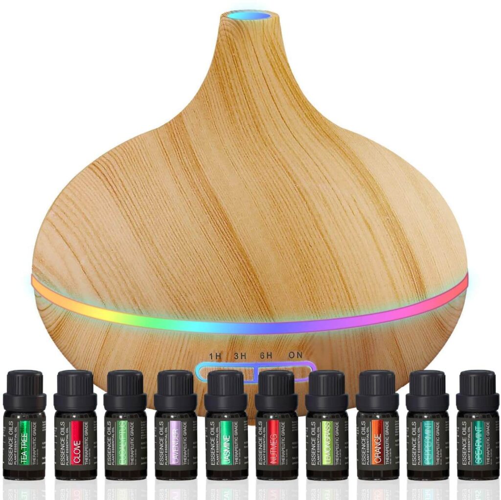 a set of oils with a diffuser
