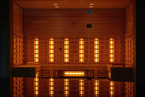 infrared panels inside a big sauna